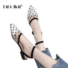 Load image into Gallery viewer, LALA IKAI Black transparent spots Pattern Women Flats Spring Summer Mesh Slip-On Dots Flat Shoes Pointed Toe XWA4010-4