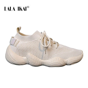LALA IKAI Sneakers Women Spring Breathable Mesh Shoes Casual Lace Up Vulcanize Shoes Female Soft Pink Tenis Shoes 014A3796-4