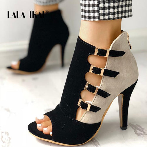LALA IKAI Fashion Women Sandals Summer New Hot Female Fish Mouth Exposed Toe High-heeled Romanesque Ladies Shoes XWC4204-4