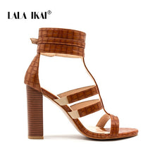 Load image into Gallery viewer, LALA IKAI Gladiator Heels High Sandals Women Summer Shoes Ankle Strap Peep Toe Wedding Shoes Woman Sandals 014C1325 -4
