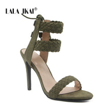 Load image into Gallery viewer, LALA IKAI Women Ankle Strap Sandals Fashion High Heels Sandal Summer Weaving Thin Heels Women Pumps Shoes Ladies 014B0174 -4