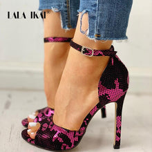Load image into Gallery viewer, LALA IKAI 2020 Women&#39;s Summer Sandals Fashion Pumps High Heels Increased Stiletto Open Toe Black White Red Shoes XWC6657 -4