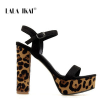 Load image into Gallery viewer, LALA IKAI Women Sandals Summer Block 12 CM Super High Heels Buckle Platform Sexy Leopard Sandals Zapatos de mujer XWC6877-4