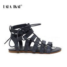 Load image into Gallery viewer, LALA IKAI Gladiator Sandals Ankle Strap Women Sandals Lace Up Woman Beach Flat Sandals Shoes Ladies Summer 014A1482 -4