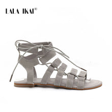 Load image into Gallery viewer, LALA IKAI Gladiator Sandals Ankle Strap Women Sandals Lace Up Woman Beach Flat Sandals Shoes Ladies Summer 014A1482 -4