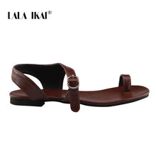 Load image into Gallery viewer, LALA IKAI Women Sandals Summer Outside Beach Buckle Strap PU Leather Gladiator Ladies Flat Sandals Female Sandalias 014A3362-45