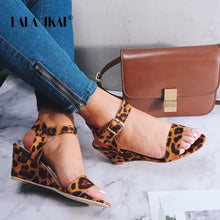 Load image into Gallery viewer, LALA IKAI Platform Sandals Women Sandals Summer Sexy Flock Buckle Strap Party Shoes Wedges High Heels Sandalie 014C3687-4