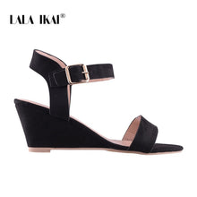 Load image into Gallery viewer, LALA IKAI Platform Sandals Women Sandals Summer Sexy Flock Buckle Strap Party Shoes Wedges High Heels Sandalie 014C3687-4