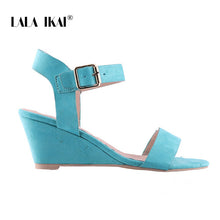 Load image into Gallery viewer, LALA IKAI Platform Sandals Women Sandals Summer Sexy Flock Buckle Strap Party Shoes Wedges High Heels Sandalie 014C3687-4