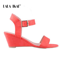 Load image into Gallery viewer, LALA IKAI Platform Sandals Women Sandals Summer Sexy Flock Buckle Strap Party Shoes Wedges High Heels Sandalie 014C3687-4